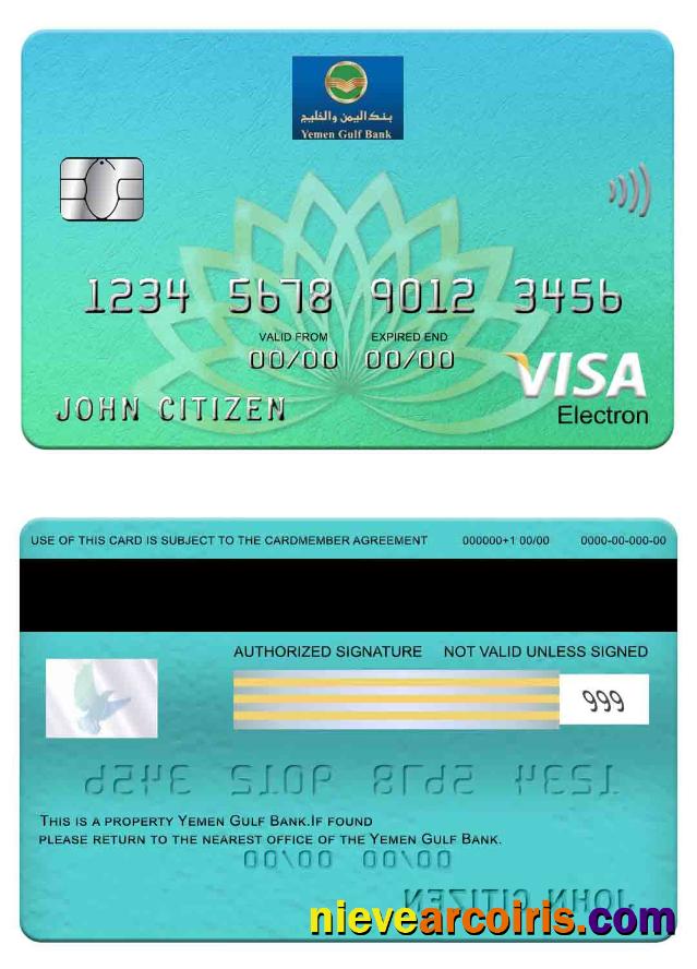 Yemen Gulf Bank visa electron card